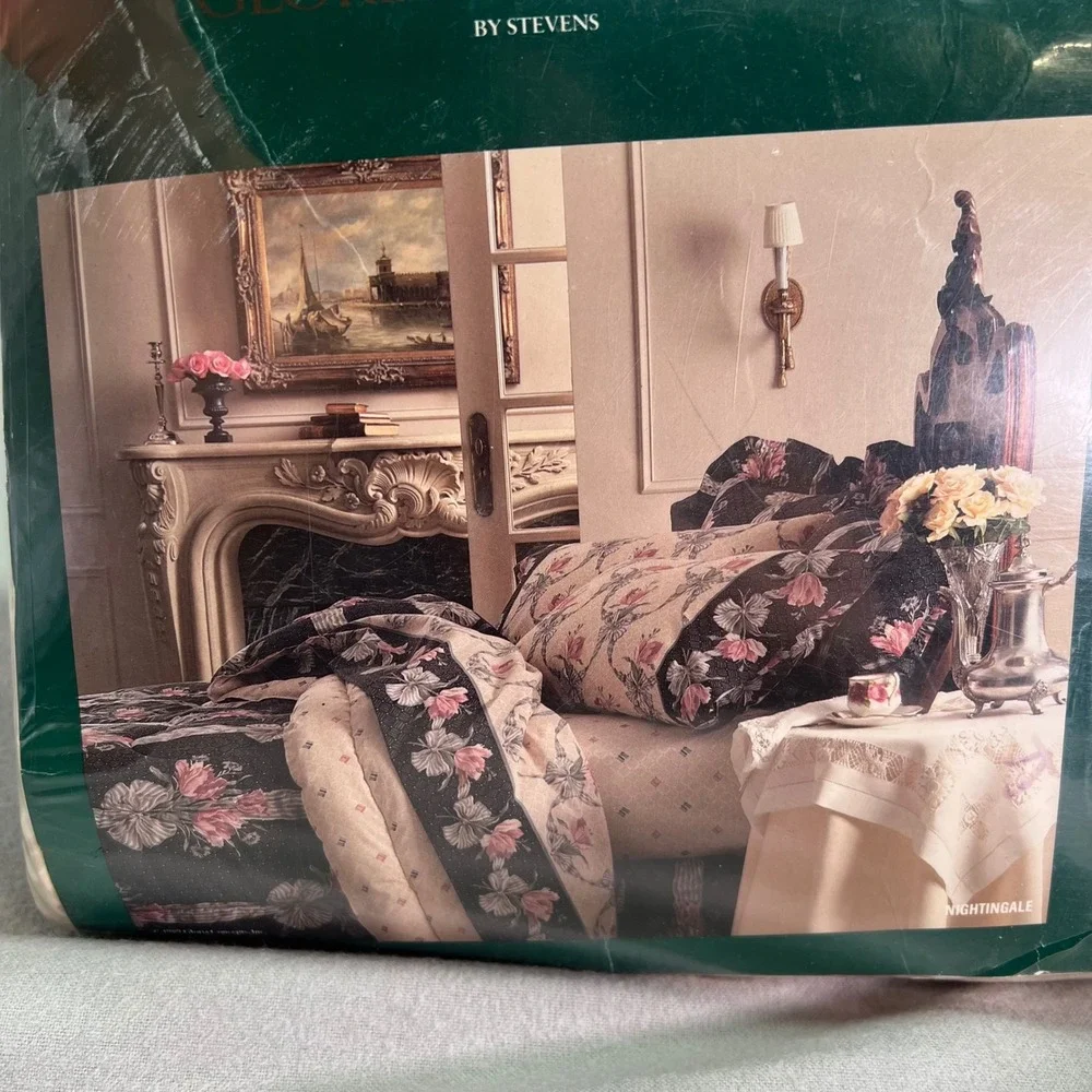 Gloria Vanderbilt Sheet Set NOS Vintage 90s Floral Nightingale Cottagecore Twin